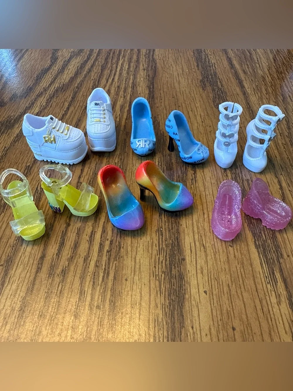 Huge lot of rainbow high doll clothes, shoes, boots, accessories